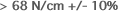 > 68 N/cm +/- 10%