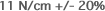 11 N/cm +/- 20%